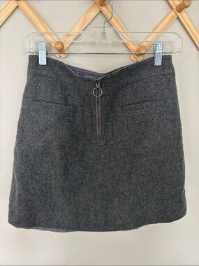 Madewell Charcoal Gray Wool Mini Skirt with Front Zip